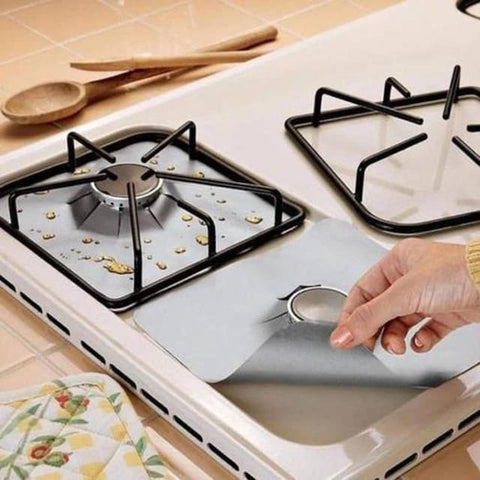 Protecteur de brûleur de cuisinière en aluminium antiadhésif réutilisable pour le nettoyage des ustensiles de cuisine Protection de cuisinière à gaz